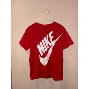 Boys Nike Kids Red Dri-FIT Graphic Logo T-Shirt Short Sleeve Size 7